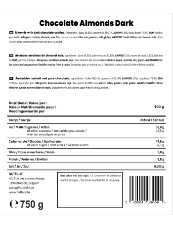 Amandelen omhuld met pure chocolade - 750G