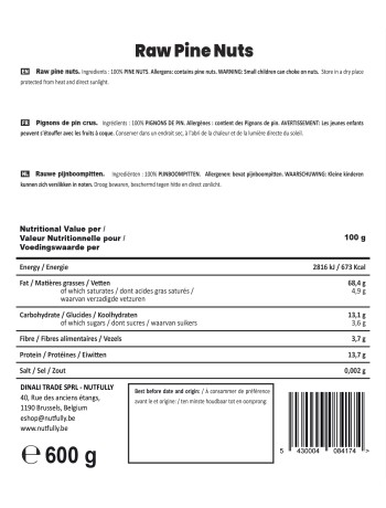 Rauwe wilde pijnboompitten - 600G