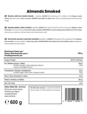 Amandes grillées, salées et fumées - 600G